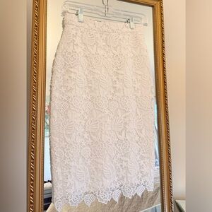 Banana Republic White Floral Guipure Lace Pencil Skirt